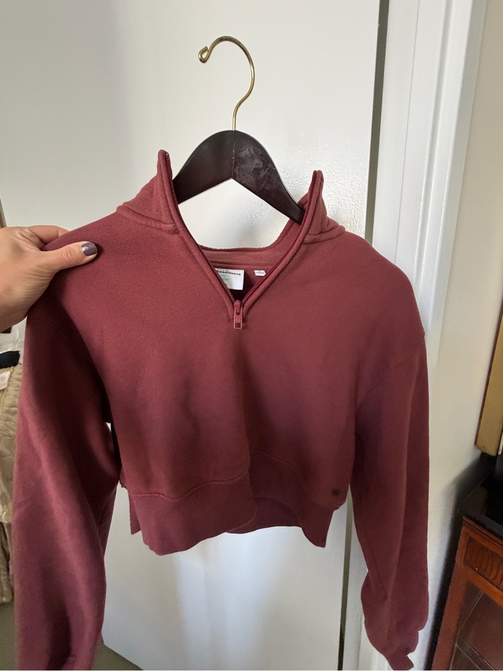 🗽TNA Cropped Quarter-Zip Pullover - Maroon